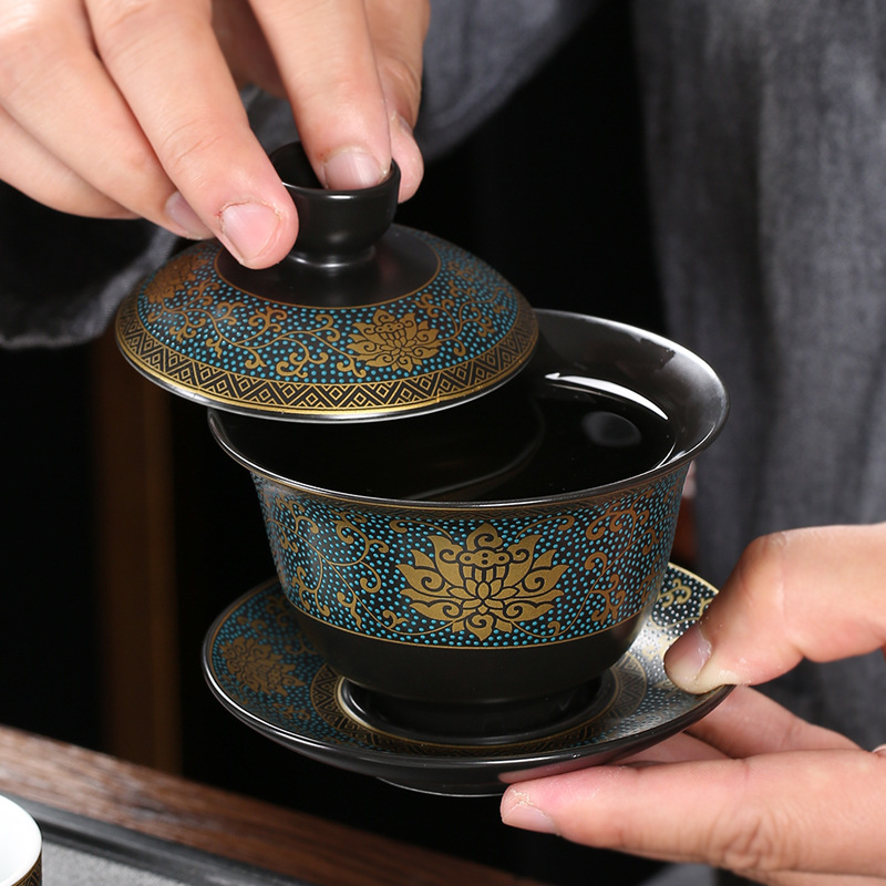 Korean Tea Set - أكواب شاي Gaiwan الكلاسيكية الصينية الصلصال
