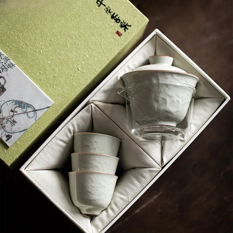 طقم وعاء بغطاء منقوش يدويًا فا - مراجعة Korean Tea Set وسعره